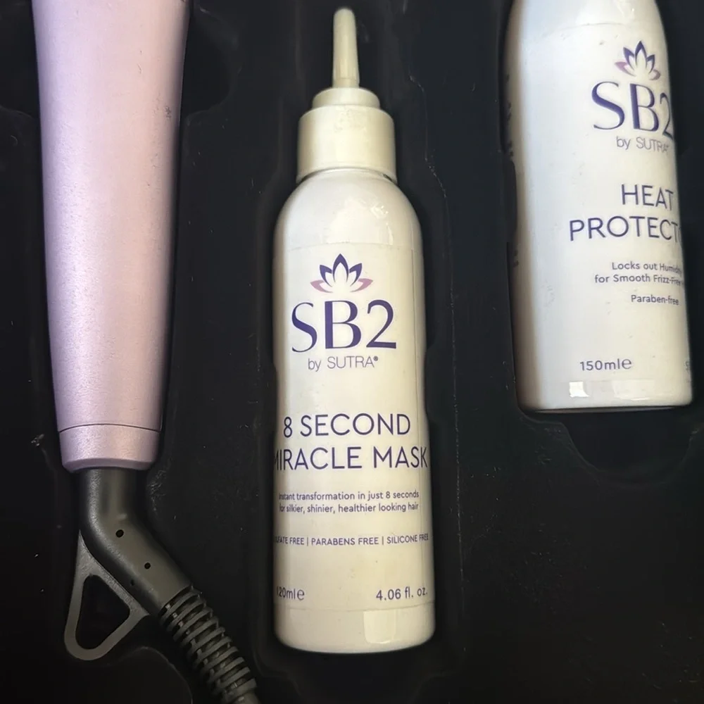 Sutra Beauty 5-Pc. Hair Styling Gift Set; Flat Iron, Heat Brush, Protectant NEW
